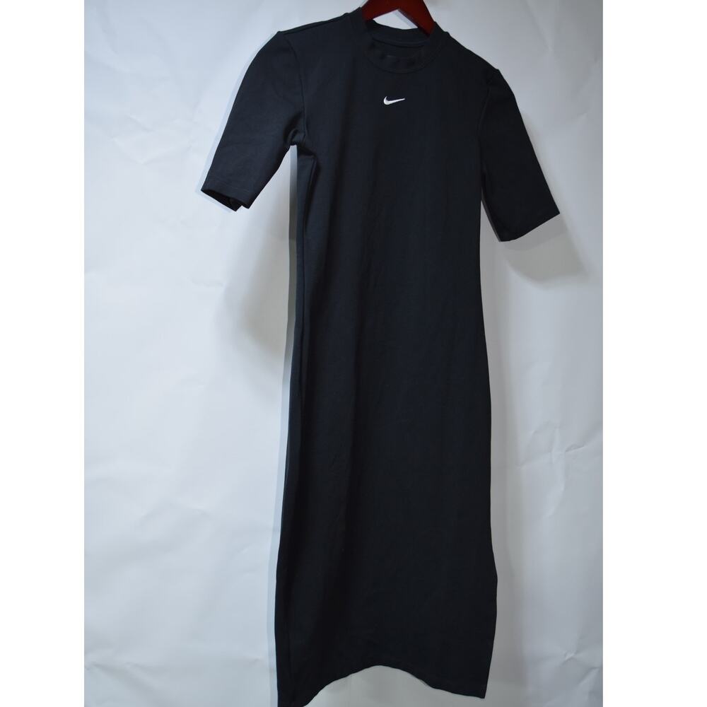 Nike Black Midi T-Shirt Dress with White Swoosh